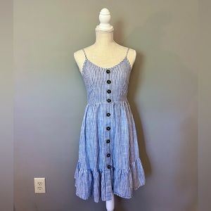 Striped Print Ruffle Trim Dress